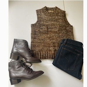 Vintage sleeveless cable knit sweater S